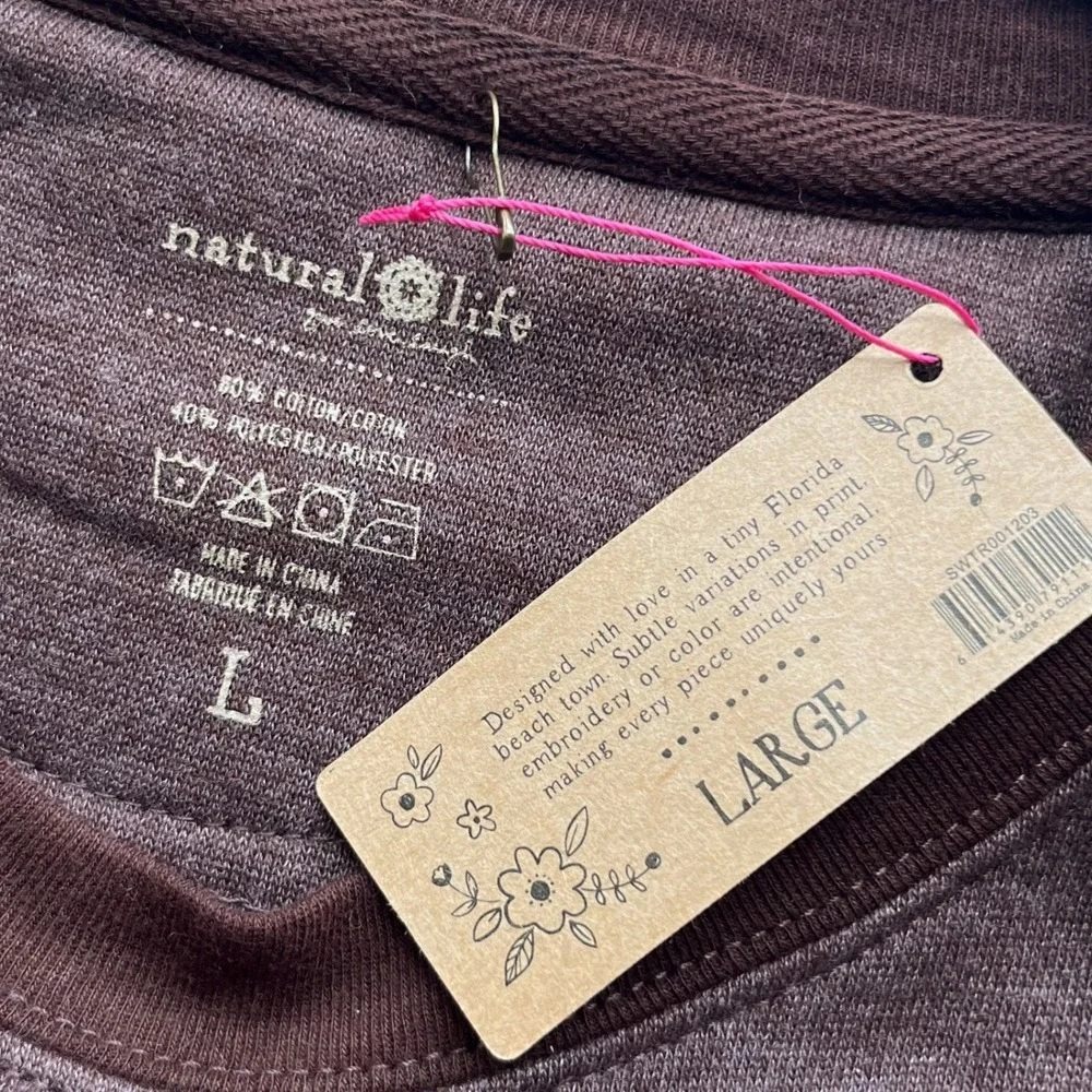 NEW Natural Life Do It For You Comfy Pocket Sweatshirt Floral Coffee Large Brown - Picture 12 of 12